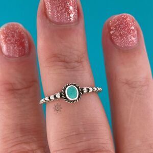 Sterling Silver 925 Simulated Turquoise Bali Pinky Finger Ring Size 5